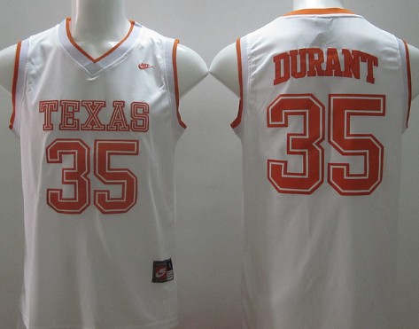 Men's Texas Longhorns #35 Kevin Durant White College Basketball Jersey