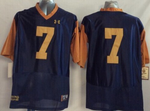 Notre Dame Fighting Irish #7 Brandon Wimbush Blue With Yellow Jersey