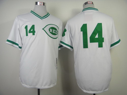 Cincinnati Reds #14 Pete Rose St. Patrick's Day White Throwback Jersey Cincinnati Reds #14 Pete Rose St. Patrick's Day White Throwback Jersey
