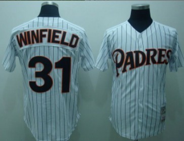 San Diego Padres #31 Dave Winfield 1987 White Pinstripe Throwback Jersey  San Diego Padres #31 Dave Winfield 1987 White Pinstripe Throwback Jersey