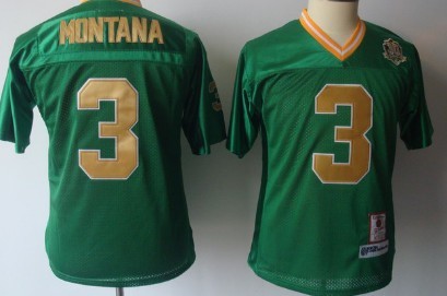 Notre Dame Fighting Irish #3 Joe Montana Green Throwback Kids Jersey Notre Dame Fighting Irish #3 Joe Montana Green Throwback Kids Jersey