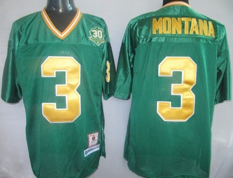 Notre Dame Fighting Irish #3 Joe Montana Green Throwback Jersey Notre Dame Fighting Irish #3 Joe Montana Green Throwback Jersey