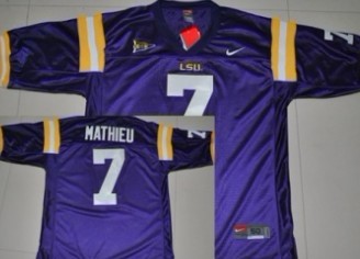 LSU Tigers #7 Tyrann Mathieu Purple Kids Jersey  LSU Tigers #7 Tyrann Mathieu Purple Kids Jersey