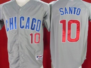 Chicago Cubs #10 Ron Santo Gray Jersey  Chicago Cubs #10 Ron Santo Gray Jersey