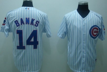 Chicago Cubs #14 Ernie Banks White Jersey  Chicago Cubs #14 Ernie Banks White Jersey