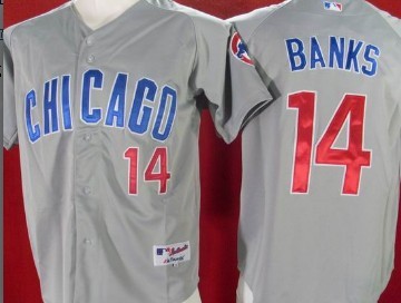 Chicago Cubs #14 Ernie Banks Gray Jersey  Chicago Cubs #14 Ernie Banks Gray Jersey