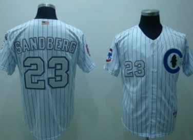 Chicago Cubs #23 Ryne Sandberg White With Slivery Jersey Chicago Cubs #23 Ryne Sandberg White With Slivery Jersey