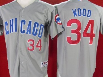 Chicago Cubs #34 Kerry Wood Gray Jersey  Chicago Cubs #34 Kerry Wood Gray Jersey