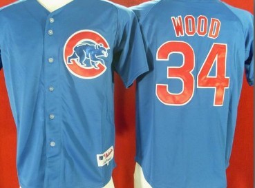 Chicago Cubs #34 Kerry Wood Blue Jersey  Chicago Cubs #34 Kerry Wood Blue Jersey