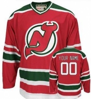New Jersey Devils Mens Customized Red With Green Jersey New Jersey Devils Mens Customized Red With Green Jersey