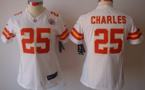 Nike Kansas City Chiefs #25 Jamaal Charles White Limited Womens Jersey  Nike Kansas City Chiefs #25 Jamaal Charles White Limited Womens Jersey