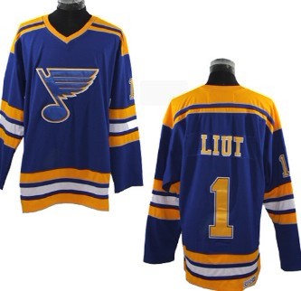 St. Louis Blues #1 Mike Liut Blue Throwback CCM Jersey  St. Louis Blues #1 Mike Liut Blue Throwback CCM Jersey