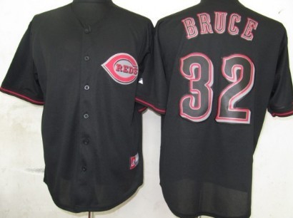 Cincinnati Reds #32 Jay Bruce Black Fashion Jersey   Cincinnati Reds #32 Jay Bruce Black Fashion Jersey