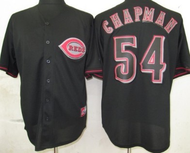 Cincinnati Reds #54 Aroldis Chapman Black Fashion Jersey   Cincinnati Reds #54 Aroldis Chapman Black Fashion Jersey