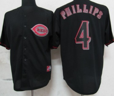 Cincinnati Reds #4 Brandon Phillips Black Fashion Jersey Cincinnati Reds #4 Brandon Phillips Black Fashion Jersey