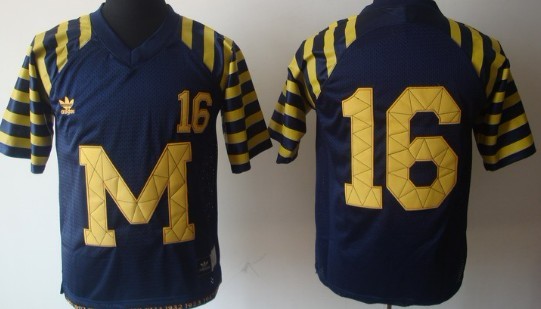 Michigan Wolverines #16 Denard Robinson  Navy Blue Throwback Jersey  Michigan Wolverines #16 Denard Robinson  Navy Blue Throwback Jersey