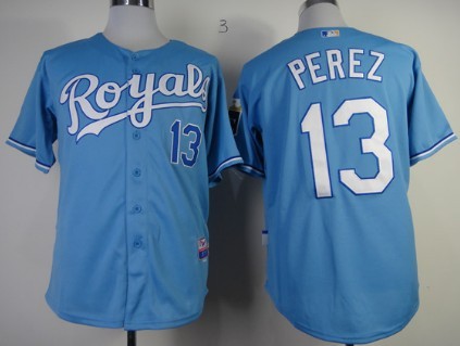Kansas City Royals #13 Salvador Perez Light Blue Jersey  Kansas City Royals #13 Salvador Perez Light Blue Jersey