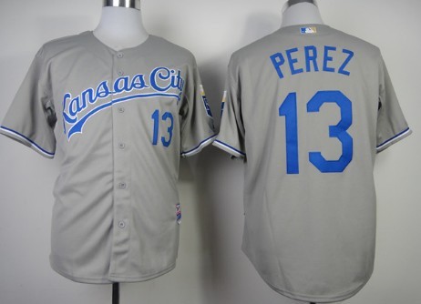 Kansas City Royals #13 Salvador Perez Gray Jersey  Kansas City Royals #13 Salvador Perez Gray Jersey
