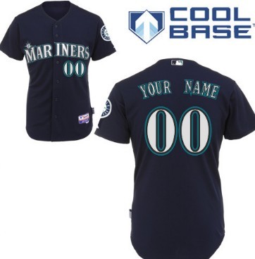 Men's Seattle Mariners Customized Navy Blue Jersey  Men's Seattle Mariners Customized Navy Blue Jersey