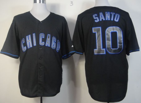 Chicago Cubs #10 Ron Santo Black Fashion Jersey Chicago Cubs #10 Ron Santo Black Fashion Jersey