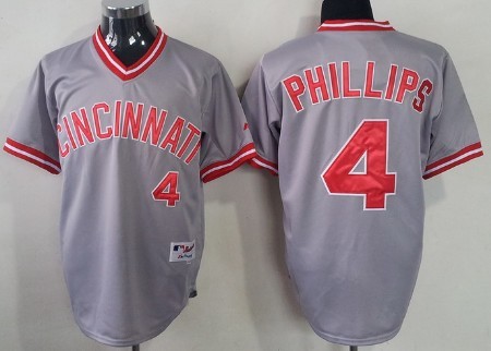 Cincinnati Reds #4 Brandon Phillips Gray Pullover Jersey Cincinnati Reds #4 Brandon Phillips Gray Pullover Jersey