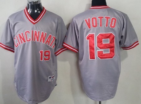 Cincinnati Reds #19 Joey Votto Gray Pullover Jersey Cincinnati Reds #19 Joey Votto Gray Pullover Jersey