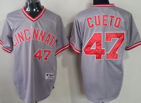 Cincinnati Reds #47 Johnny Cueto Gray Pullover Jersey Cincinnati Reds #47 Johnny Cueto Gray Pullover Jersey