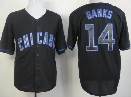 Chicago Cubs #14 Ernie Banks Black Fashion Jersey  Chicago Cubs #14 Ernie Banks Black Fashion Jersey