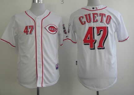 Cincinnati Reds #47 Johnny Cueto White Jersey  Cincinnati Reds #47 Johnny Cueto White Jersey