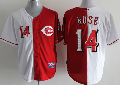 Cincinnati Reds #14 Pete Rose White/Red Two Tone Jersey Cincinnati Reds #14 Pete Rose White/Red Two Tone Jersey