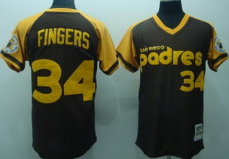 San Diego Padres #34 Rollie Fingers 1978 Brown Throwback Jersey  San Diego Padres #34 Rollie Fingers 1978 Brown Throwback Jersey