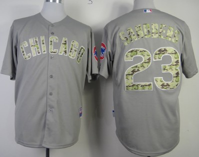 Chicago Cubs #23 Ryne Sandberg Gray With Camo Jersey  Chicago Cubs #23 Ryne Sandberg Gray With Camo Jersey
