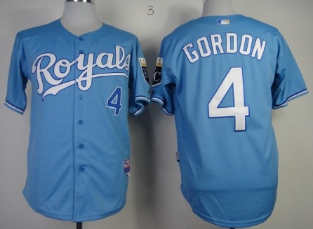 Kansas City Royals #4 Alex Gordon Light Blue Jersey Kansas City Royals #4 Alex Gordon Light Blue Jersey