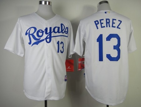 Kansas City Royals #13 Salvador Perez White Jersey  Kansas City Royals #13 Salvador Perez White Jersey