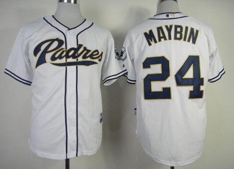 San Diego Padres #24 Cameron Maybin White Jersey San Diego Padres #24 Cameron Maybin White Jersey