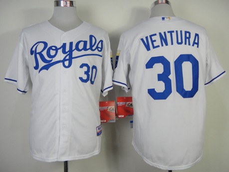 Kansas City Royals #30 Yordano Ventura White Jersey  Kansas City Royals #30 Yordano Ventura White Jersey