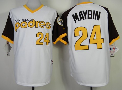 San Diego Padres #24 Cameron Maybin 1978 White Jersey San Diego Padres #24 Cameron Maybin 1978 White Jersey