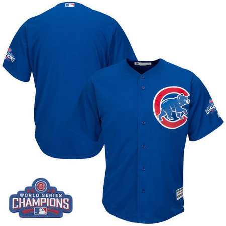 Youth Chicago Cubs Blank Majestic Royal Blue 2016 World Series Champions Team Logo Patch Team Jersey