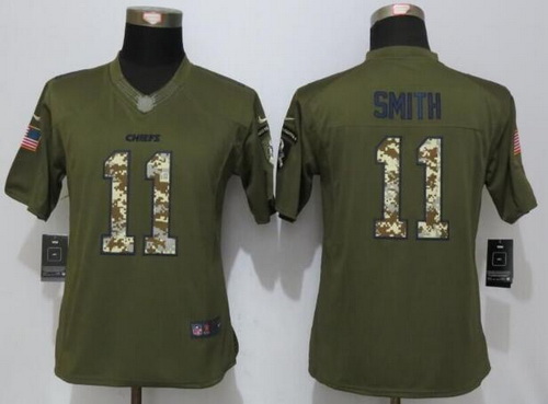 Women's Kansas City Chiefs #11 Alex Smith Green Salute to Service NFL Nike Limited Jersey Women's Kansas City Chiefs #11 Alex Smith Green Salute to Service NFL Nike Limited Jersey