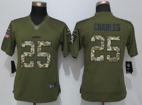 Women's Kansas City Chiefs #25 Jamaal Charles Green Salute to Service NFL Nike Limited Jersey Women's Kansas City Chiefs #25 Jamaal Charles Green Salute to Service NFL Nike Limited Jersey