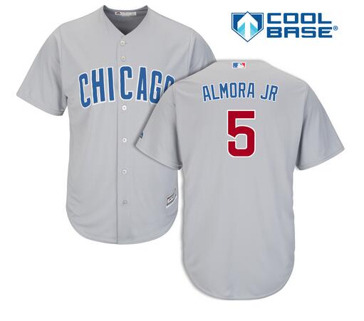 Men's Chicago Cubs #5 Albert Almora Jr. Gray Road Cool Base Jersey