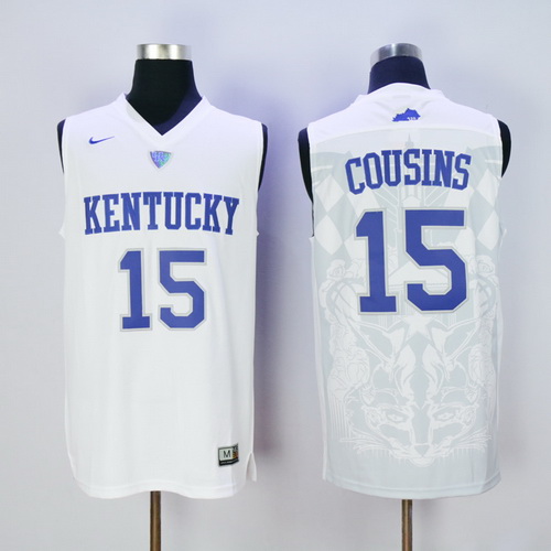 Men's Kentucky Wildcats #15 DeMarcus Cousins White 2016 College Basketball Swingman Jersey Men's Kentucky Wildcats #15 DeMarcus Cousins White 2016 College Basketball Swingman Jersey
