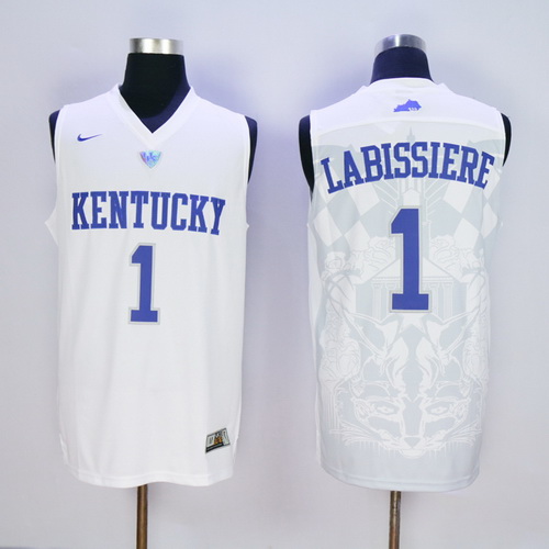 Men's Kentucky Wildcats #1 Skal Labissiere White 2016 College Basketball Swingman Jersey Men's Kentucky Wildcats #1 Skal Labissiere White 2016 College Basketball Swingman Jersey