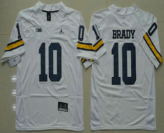 Men's Michigan Wolverines #10 Tom Brady White Stitched NCAA Brand Jordan College Football Jersey Men's Michigan Wolverines #10 Tom Brady White Stitched NCAA Brand Jordan College Football Jersey