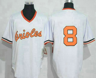 Men's Baltimore Orioles #8 Cal Ripken White Pullover Throwback Jersey