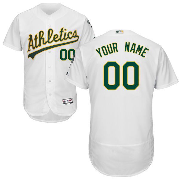 Mens Oakland Athletics White Customized Flexbase Majestic MLB Collection Jersey Mens Oakland Athletics White Customized Flexbase Majestic MLB Collection Jersey