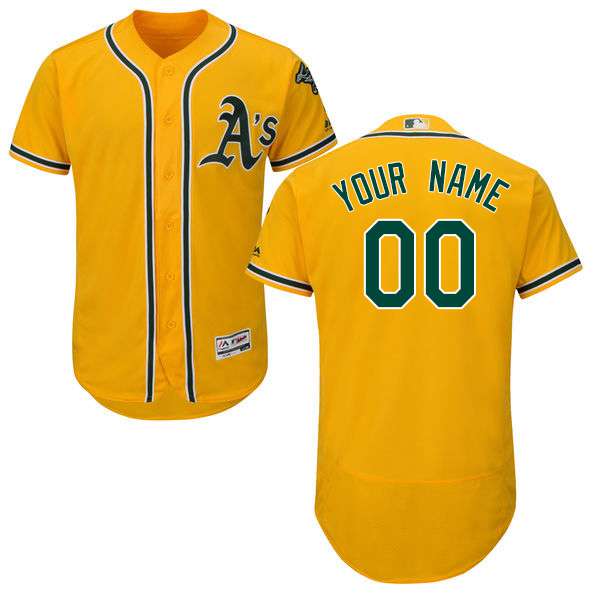 Mens Oakland Athletics Gold Customized Flexbase Majestic MLB Collection Jersey Mens Oakland Athletics Gold Customized Flexbase Majestic MLB Collection Jersey