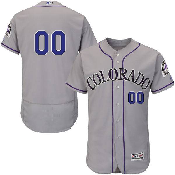 Mens Colorado Rockies Grey Customized Flexbase Majestic MLB Collection Jersey Mens Colorado Rockies Grey Customized Flexbase Majestic MLB Collection Jersey
