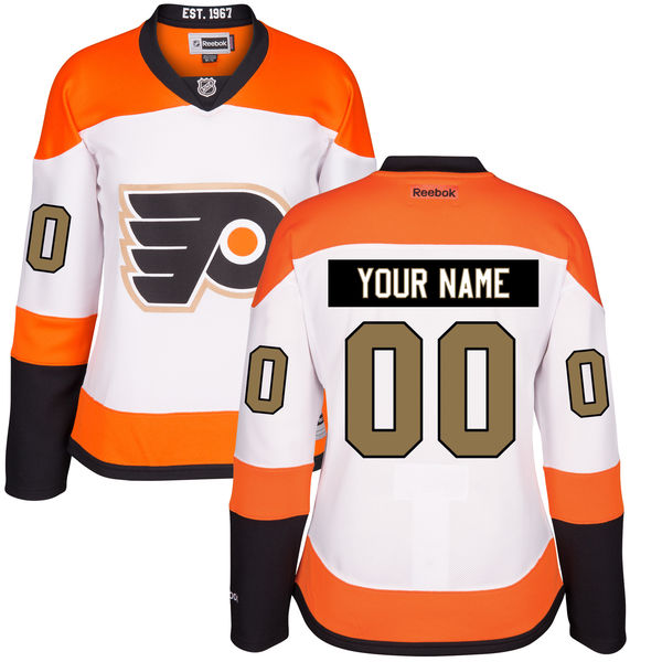 Women's Philadelphia Flyers White Third 50th Gold Custom Stitched NHL Reebok Hockey Jersey Women's Philadelphia Flyers White Third 50th Gold Custom Stitched NHL Reebok Hockey Jersey