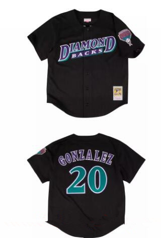 Men's Arizona Diamondbacks #20 Luis Gonzalez Black Mesh Batting Practice Throwback Stitched MLB Jersey